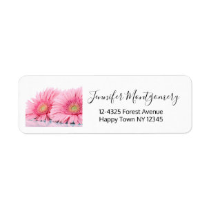 Etiqueta Foto Elegante Rosa Gerbera Daisies