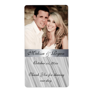 Etiqueta Foto feita sob encomenda, falso, cetim de prata,