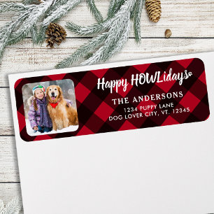 Etiqueta Foto personalizada Feliz HOWLFriday Xadrez Red Buf
