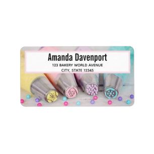 Etiqueta Fotografia das ferramentas de decoração de bolos c