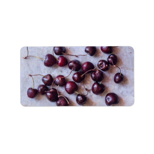 Etiqueta Fotografia de Cerejas Vermelhas Frescas