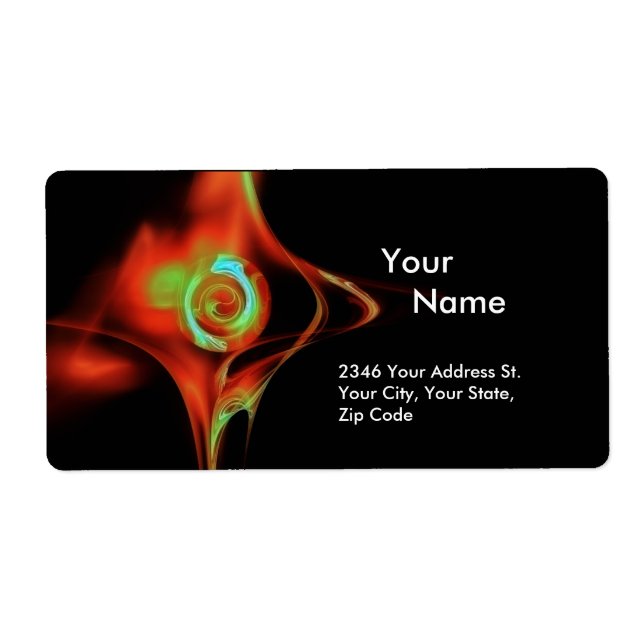 Etiqueta FRACTAL ROSA 1 Vermelho Verde Azul Turquase Preto (Frente)