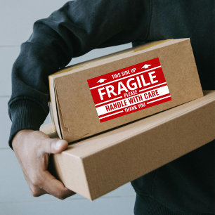 Etiqueta Frágil - Vinheta de Aviso de Entrega Verm