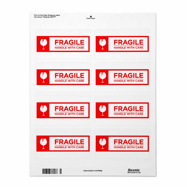 Etiqueta Fragile Stickers Handle with Care (Toda a folha)