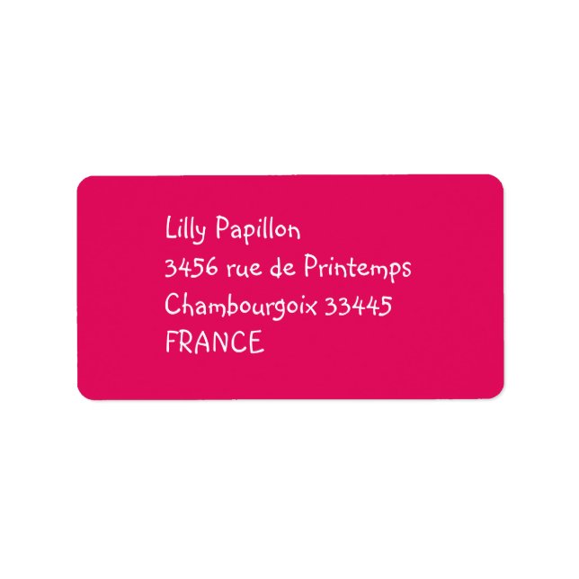 Etiqueta framboesa de cor sólida (Frente)