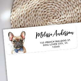 Etiqueta Francês Buldogue Dog Watercolor Pet Return Address