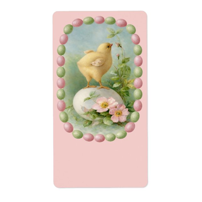 Etiqueta Frango da Primavera com Borda de Ovo Pastel (Frente)