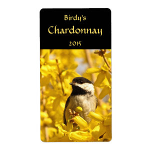 Etiqueta Frango em Forsythia Flowers Rótulos de Vinho