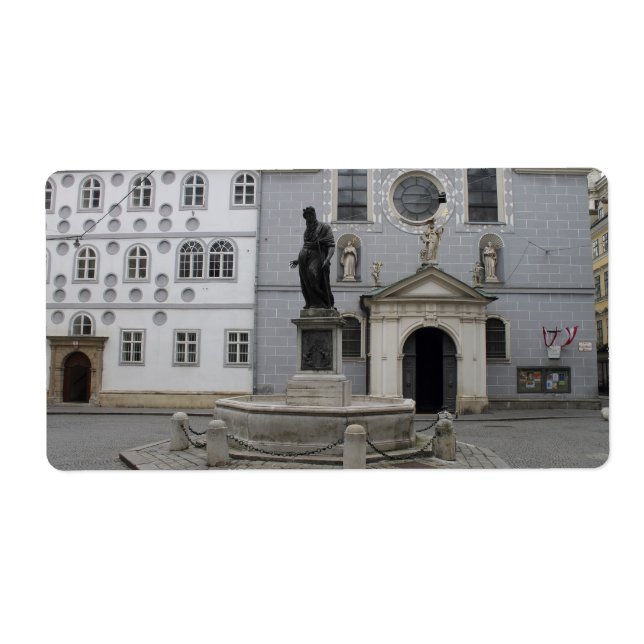 Etiqueta Franziskanerplatz Viena Áustria (Frente)
