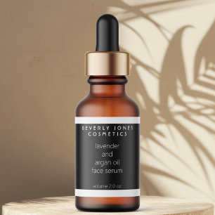Etiqueta Frasco conta-gotas preto e branco para cosméticos