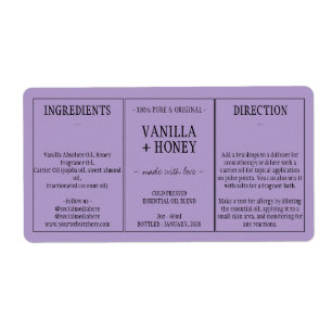 Etiqueta Frasco Cosmético de Óleo Essencial Lilac Envolvido