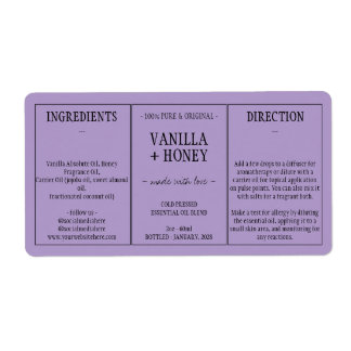 Etiqueta Frasco Cosmético de Óleo Essencial Lilac Envolvido