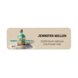 Etiqueta Frasco de aquarela com dentro de mensagem