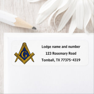 Etiqueta Freemason Masonic Square e Compass White