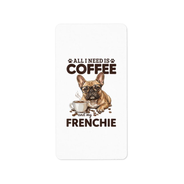 Etiqueta French Bulldog Coffee Frenchie Dog (Frente)