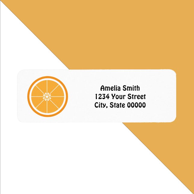 Etiqueta Fruta Laranja Citrus Personalizar Endereço de Reto (A return address label featuring an orange fruit slice.  Text can be personalized to fit your needs)