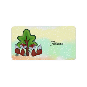 Etiqueta Füchse mit Baum