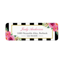 Etiqueta Fuchsia Watercolor Floral | Rosa Roxo Moderno