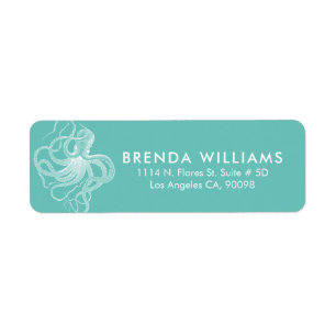Etiqueta Fundo de Octopus Turquoise Branco