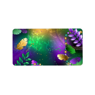Etiqueta Fundo márdi iridescente com miçangas