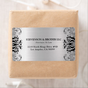 Etiqueta Fundo prateado em espiral a preto