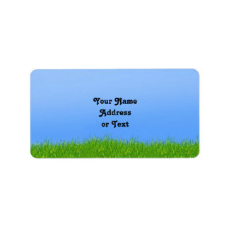 Etiqueta Fundo Verde Cinza e Azul Céu