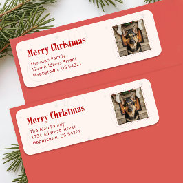 Etiqueta Funny Dog Pet Photo Merry Christmas Return Address