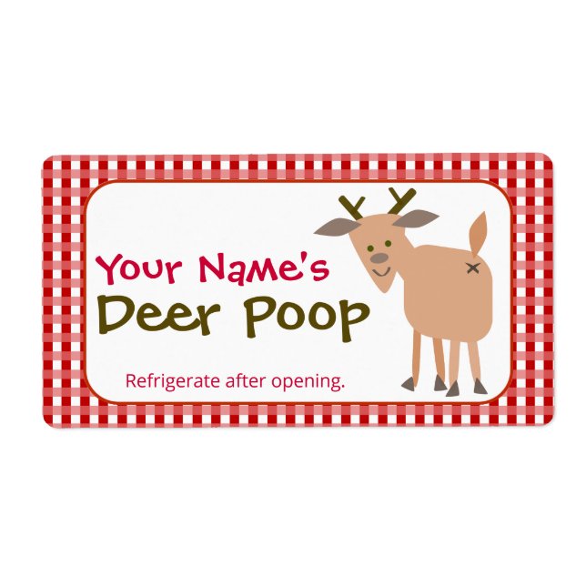Etiqueta Funny Personalized Christmas Gift Reindeer Poop (Frente)