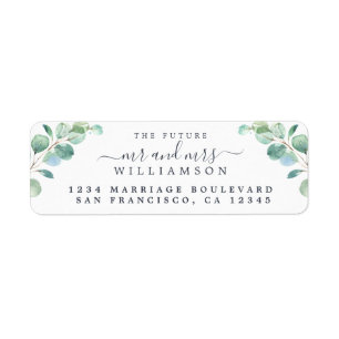 Etiqueta Future Mr Mrs Green Foliage Wedding Return Address