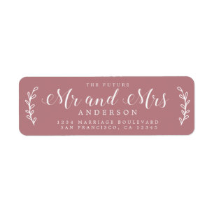 Etiqueta Future Mr Mrs Script Dusty Rose Return Address