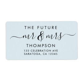 Etiqueta Futuro Elegante MR e SRA. Script Modern Light Blue