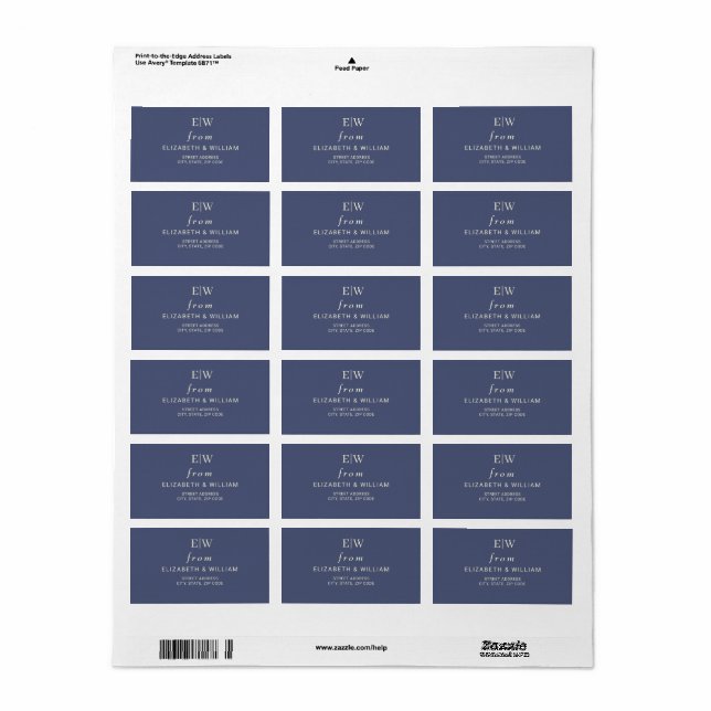 Etiqueta Futuro Simples Elegante com Casamento Monograma (Toda a folha)