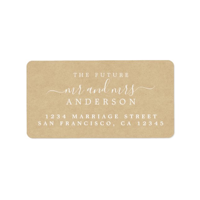 Etiqueta Futuro Sr. Script Kraft Paper Endereço de Casament (Frente)