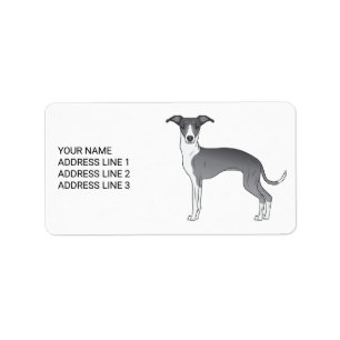 Etiqueta Galgo Italiano Azul e Branco com Texto Personaliza