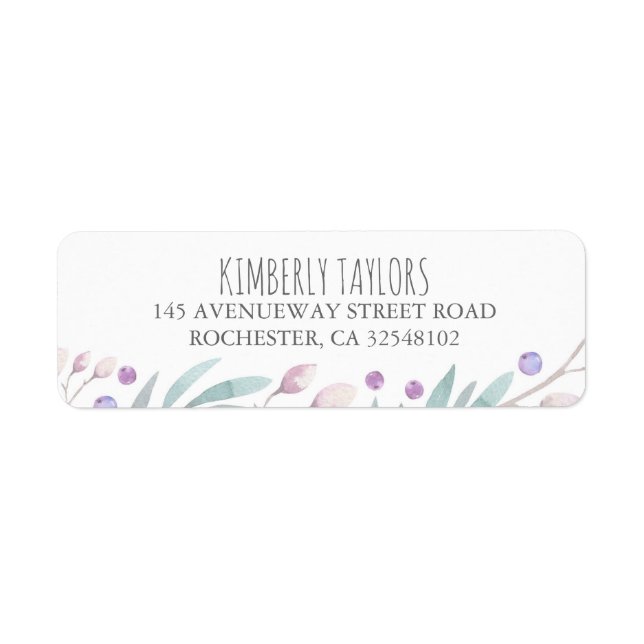 Etiqueta galhos e bagas de aquarelas (Frente)