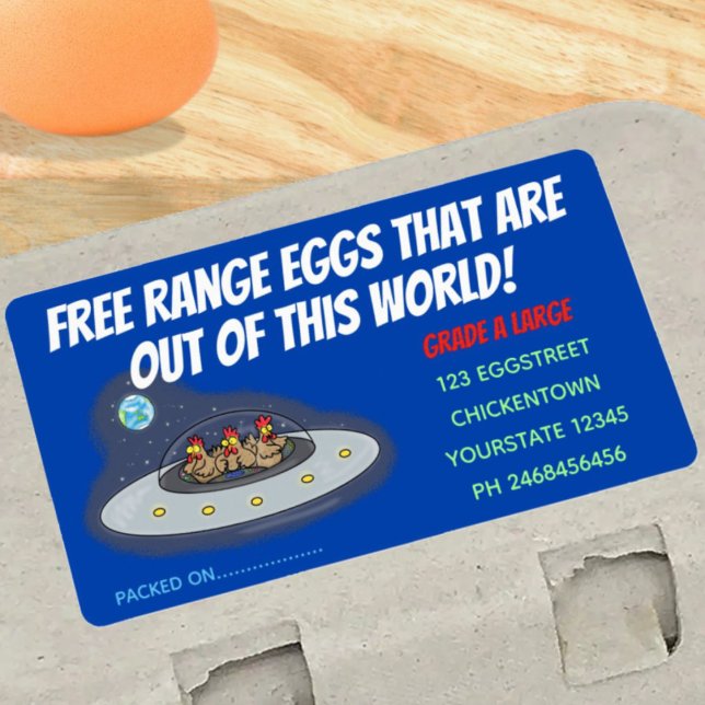 Etiqueta Galinhas engraçadas e bonitas na cartoon espacial (Criador carregado)