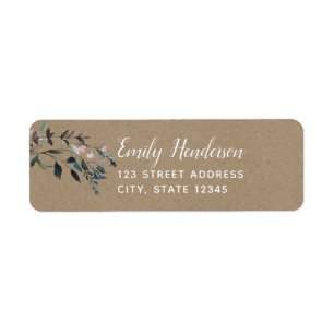Etiqueta Garden Crest Rustic Kraft Floral Return Endereço