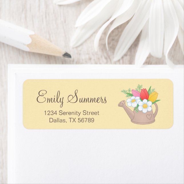 Etiqueta Garden Watering Can com Endereço das Flores (Insitu)