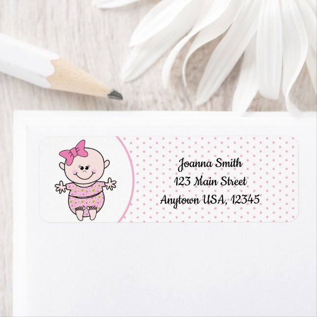 Etiqueta Garota Cachorro Bonito Vestindo um Arco Rosa (Insitu)