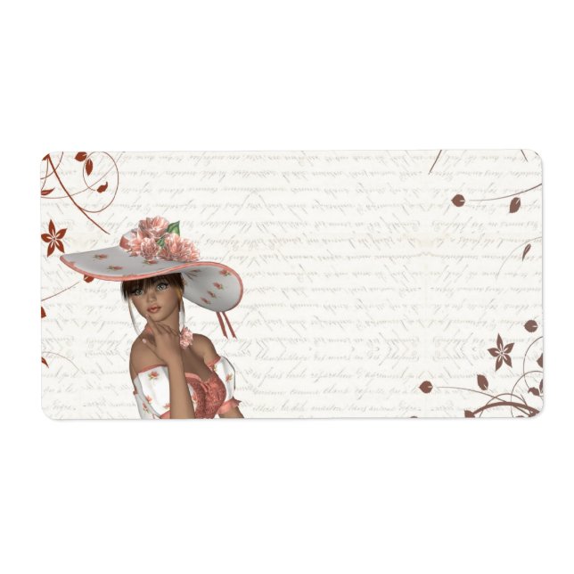 Etiqueta Garota de chapéu de verão (Frente)