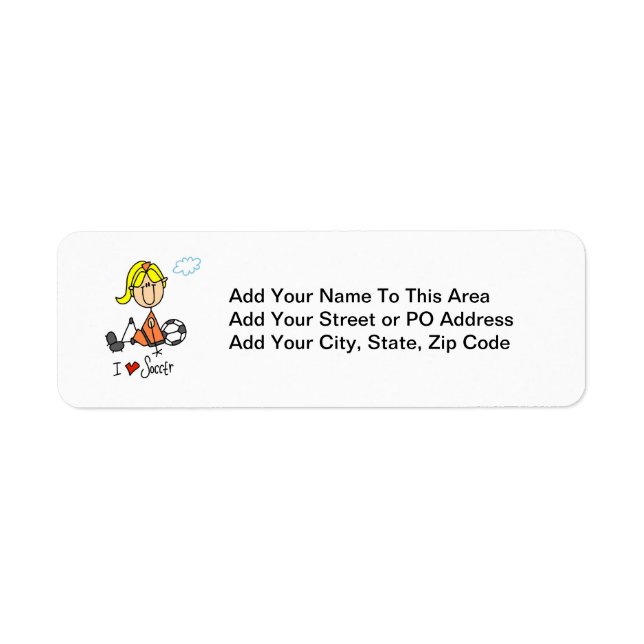 Etiqueta Garota Loira Figura I Amo Presentes De Futebol (Frente)