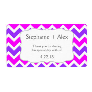 Etiqueta Garrafa de água da Fuchsia Chevron, roxa, personal