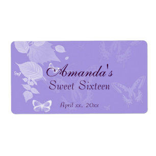 Etiqueta Garrafa de água personalizada, roxa, Sweet Sixteen