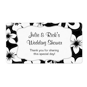 Etiqueta Garrafa de água tropical branca preta -