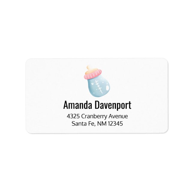 Etiqueta Garrafa de Bebê Azul e Rosa (Frente)