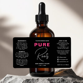 Etiqueta Garrafa de conta-gotas de óleo de cabelo preto-que