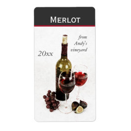 Etiqueta garrafa de vinho e óculos vinificação vinícola