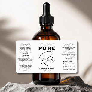 Etiqueta Garrafa Mínima de Óleo de Cabelo Preto e Branco