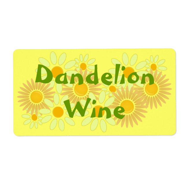 Etiqueta Garrafas de Vinho Dandelion caseiras (Frente)