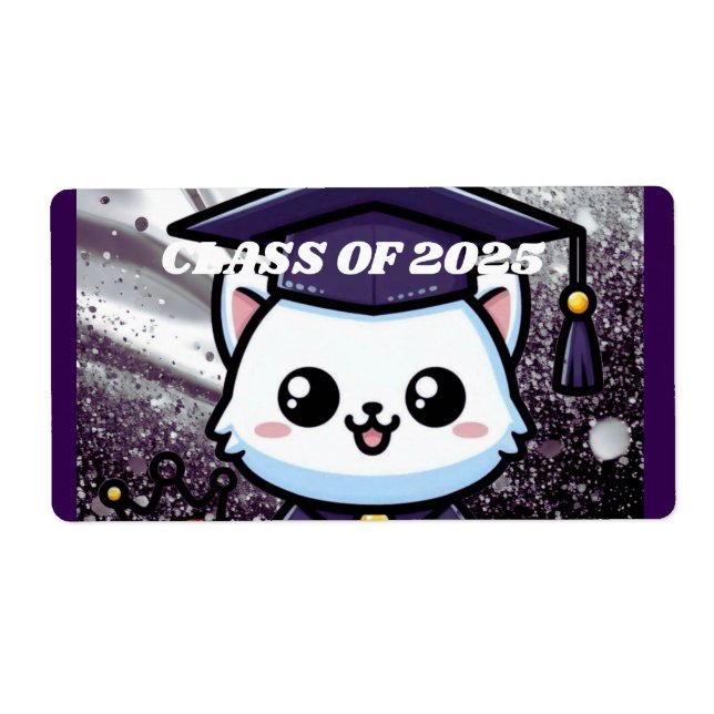 Etiqueta Gatinho de Gratuação Elegante Balão de Palhaço Rox (Frente)